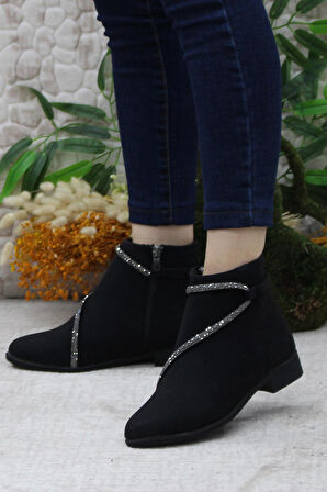 Mehmet Mete 4278 Siyah Taşlı Sıcak Astar Kaymaz Taban Kadın Bot