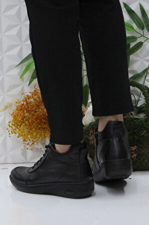 Mehmet Mete 42848 Siyah Rahat Yumuşak Orijinal Hakiki Deri Kadın Bot