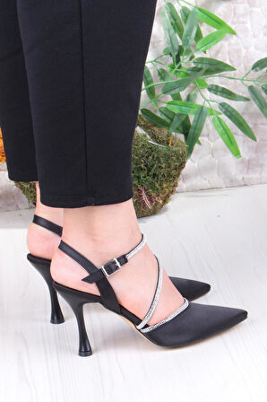 Fort 35691 Saten Biye Taşlı Topuklu Abiye Ayakkabı Kadın Ayakkabı