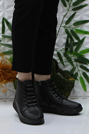 Polaris 105304 Siyah Rahat Orijinal Ürün Esnek Hakiki Deri Kadın Bot