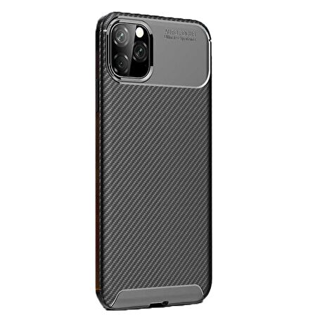 Gpack Apple iPhone 11 Pro Max Kılıf Negro Karbon Dizayn SilikonNano Glass