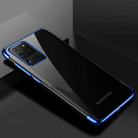 Galaxy S20 Ultra Köşeleri Renkli Kamera Korumalı Şeffaf Kılıf
