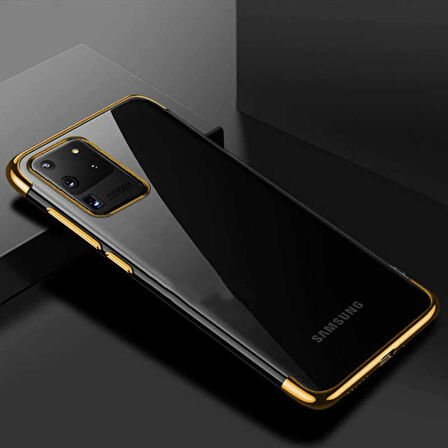 Galaxy S20 Ultra Köşeleri Renkli Kamera Korumalı Şeffaf Kılıf