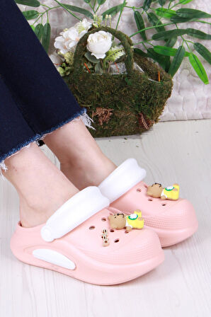 Fort E468 Bella Pudra Beyaz Eva Malzeme Sabo Doktor Medikal Aşçı Günlük Burnu Kapalı Terlik