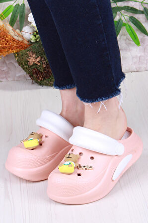 Fort E468 Bella Pudra Beyaz Eva Malzeme Sabo Doktor Medikal Aşçı Günlük Burnu Kapalı Terlik