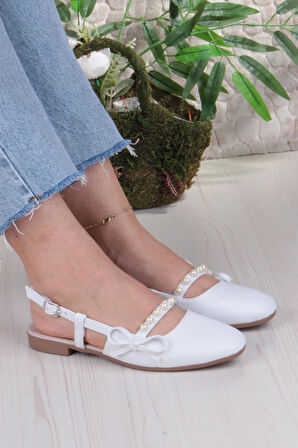 Fort 251 Ceyn İnci Toka Detaylı Şık Ev İş Ofis Rahat Günlük Ayakkabı Kadın Babet