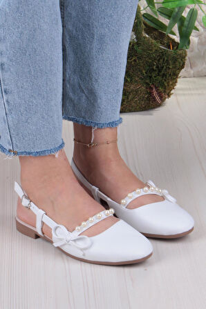 Fort 251 Ceyn İnci Toka Detaylı Şık Ev İş Ofis Rahat Günlük Ayakkabı Kadın Babet