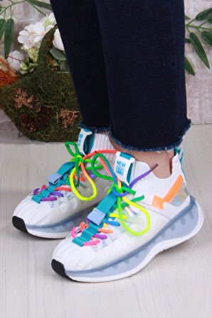 Guja Karsu Rahat Esnek Özel Tasarım Renkli Bağcuklı Sneaker Kadın Ayakkabı