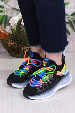 Guja Karsu Rahat Esnek Özel Tasarım Renkli Bağcuklı Sneaker Kadın Ayakkabı
