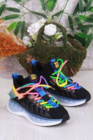 Guja Karsu Rahat Esnek Özel Tasarım Renkli Bağcuklı Sneaker Kadın Ayakkabı