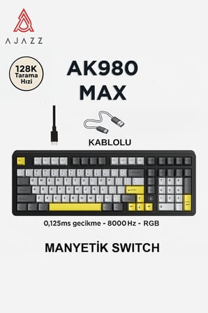 AK980 Max HE Manyetik Switch Klavye- 128K Tarama Hızı-0.125 MS Ultra Düşük Gecikme-8000 Hz