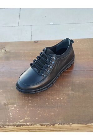 Erkek Sportif Kışlık Kundura Hakiki Deri  Kauççuk Taban Ortobetik ve Bağcıklı