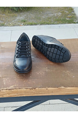 Erkek Sportif Kışlık Kundura Hakiki Deri  Kauççuk Taban Ortobetik ve Bağcıklı