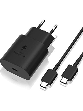 La Modena Premium Samsung/xaomi Uyumlu Type-C 25W Siyah Hızlı Şarj Aleti Seti
