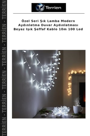 Özel Seri Şık Lamba Modern Aydınlatma Duvar Aydınlatması Beyaz Işık Şeffaf Kablo 10m 100 Led