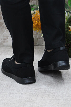 Fort Dks 023 Siyah Hafif Rahat Keten Sneaker Erkek Ayakkabı