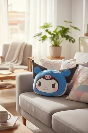 MINISO Sanrio Lisanslı Kuromi Yastık Battaniye – 2’si 1 Arada Dekoratif Yastık 