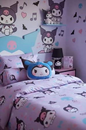 MINISO Sanrio Lisanslı Kuromi Yastık Battaniye – 2’si 1 Arada Dekoratif Yastık 