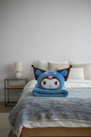 MINISO Sanrio Lisanslı Kuromi Yastık Battaniye – 2’si 1 Arada Dekoratif Yastık 