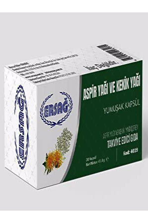 ERSAĞ ASPİR YAĞI VE KEKİK YAĞI KAPSÜL TAKVİYE EDİCİ GIDA