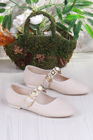 Fort 410 Ceyn Triko Toka Detaylı Şık Ev İş Ofis Rahat Günlük Ayakkabı Kadın Babet