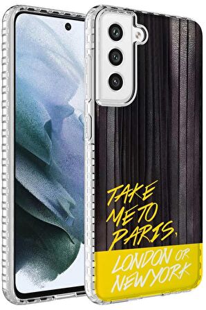 Galaxy S21 FE Kılıf Airbag Kenarlı Renkli Desenli Elegans Silikon