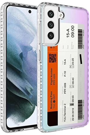 Galaxy S21 FE Kılıf Airbag Kenarlı Renkli Desenli Elegans Silikon