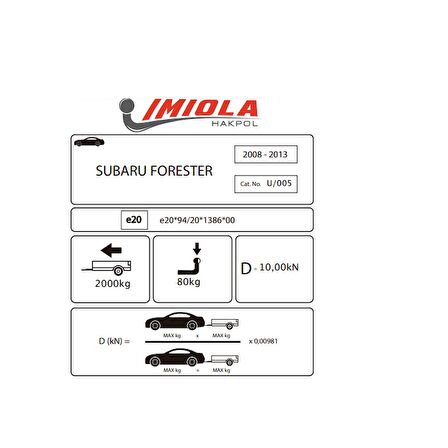 Hakpol - Subaru Forester 2008 Ve Sonrası Çeki Demiri