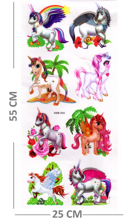 Duvar Sticker Kabartmalı 3 Boyutlu Sticker, 3d Duvar Stiker (XMB005) 55x25 cm - Unicorn Bahar