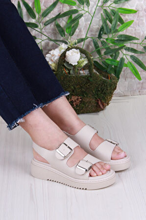 Fort 35602 Fancy Anatomik Rahat İki Tokalı Kadın Sandalet