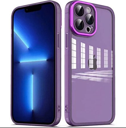 Apple iPhone 12 Pro Metal Kamera Korumalı Transparan Renkli Kapak