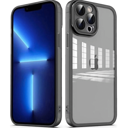 Apple iPhone 12 Pro Metal Kamera Korumalı Transparan Renkli Kapak