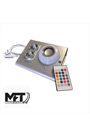Masfitech Tezgah Altı Bluetooth Müzik Çalar Priz Uzatma Kablolu Gümüş