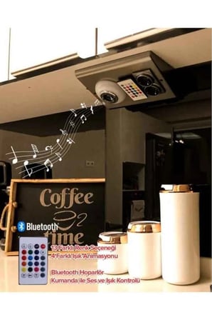Masfitech Tezgah Altı Bluetooth Müzik Çalar Priz Uzatma Kablolu Gümüş