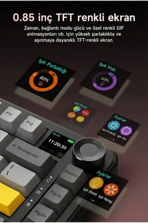 AK820 MAX PLUS-Hot-Swap-Dinamik RGB Mekanik Oyun Klavyesi Avocado Switch-TFT Ekran