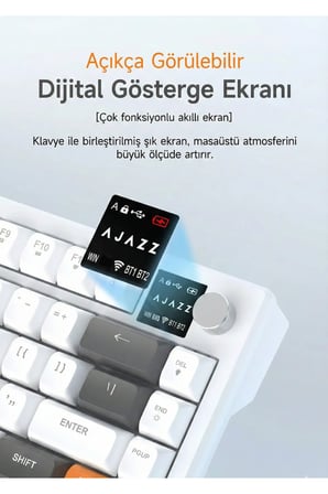 AF82 RGB Membran Kablosuz Oyuncu Klavyesi-4000 Mah Batarya-Ekranlı