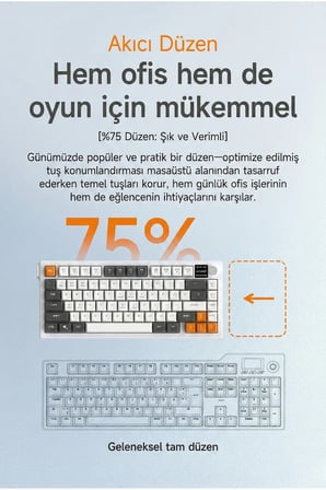 AF82 RGB Membran Kablosuz Oyuncu Klavyesi-4000 Mah Batarya-Ekranlı