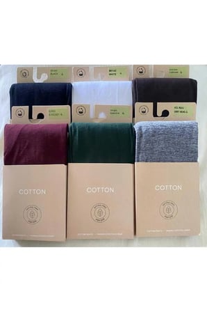 Çok Renkli 6'lı Paket Cotton Kadın Külotlu Çorap Pamuklu & Mat 60 Den Pantyhose ( Doğal İplik )