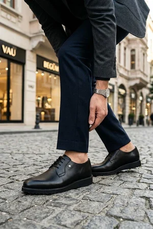 Fort 60442 Siyah Cilt Damat Ayakkabısı Takım Ayakkabısı Erkek Ayakkabı