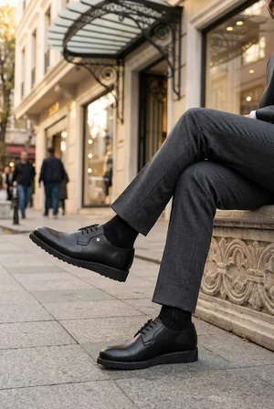 Fort 60442 Siyah Cilt Damat Ayakkabısı Takım Ayakkabısı Erkek Ayakkabı