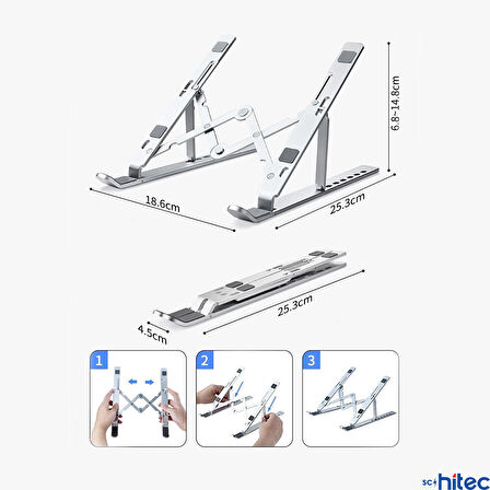 Global 3369 Alüminyum Ayarlı Laptop Macbook Matebook Notebook Yükseltici Stand WNE0026