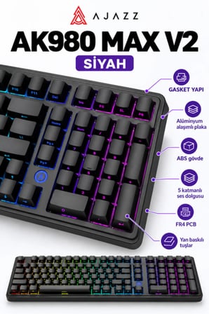 AK980 MAX V2 8000 Hz Manyetik RGB Oyuncu Klavyesi Siyah Meow Meow