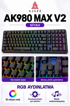 AK980 MAX V2 8000 Hz Manyetik RGB Oyuncu Klavyesi Siyah Meow Meow