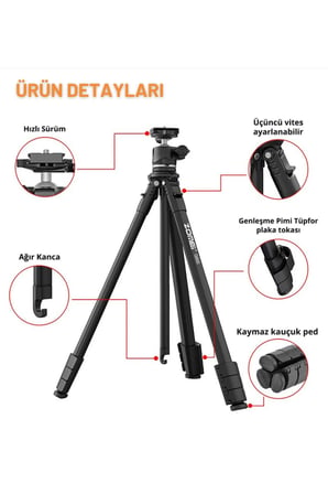 G600 Alüminyum Alaşım Taşınabilir Tripod