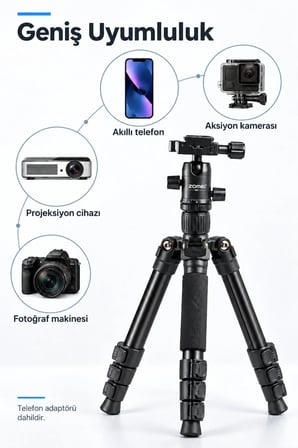 M3 Profesyonel Kamera/Telefon Tripodu-10 Kg Taşıma Kapasitesi-Çantalı