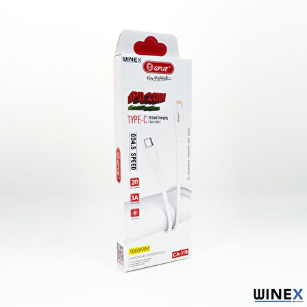Global CA119 3A PD20 Type-C to Lightning Data ve Hızlı Şarj Kablosu Beyaz