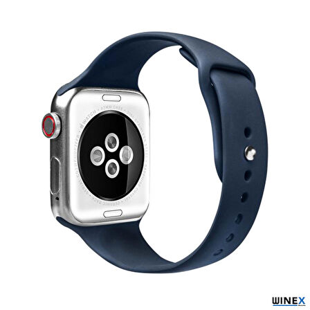 Global 42-49mm Yeni Nesil Apple Uyumlu Akıllı Saat Kordonu Silikon Lacivert