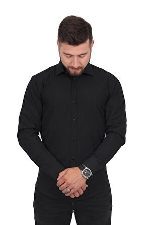 %97 Cotton (PAMUK) %3 Lycra Slimfit Beyaz Klasik Erkek Gömlek