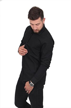 %97 Cotton (PAMUK) %3 Lycra Slimfit Beyaz Klasik Erkek Gömlek