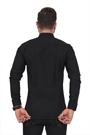 %97 Cotton (PAMUK) %3 Lycra Slimfit Beyaz Klasik Erkek Gömlek